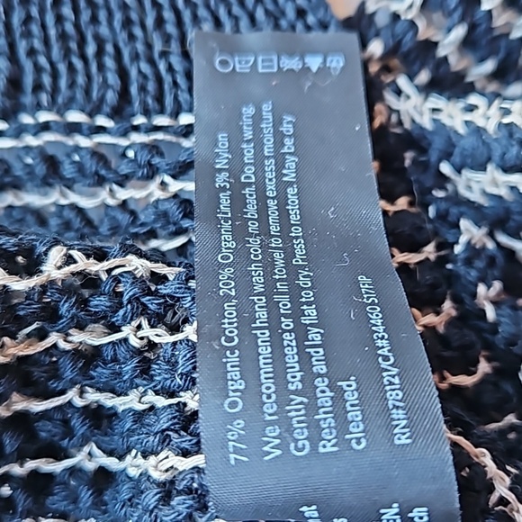 Eileen Fisher Black Tan Mesh Organic Cotton Linen Bateau Tank L Petite NWT - Picture 8 of 8